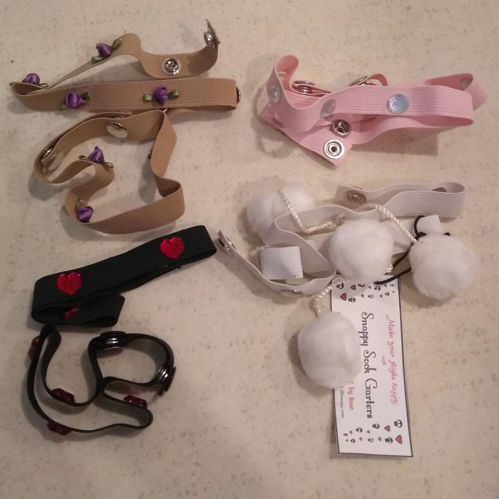 Lot of 4 Cute Sock Garters - For holding up OTK or thigh high socks